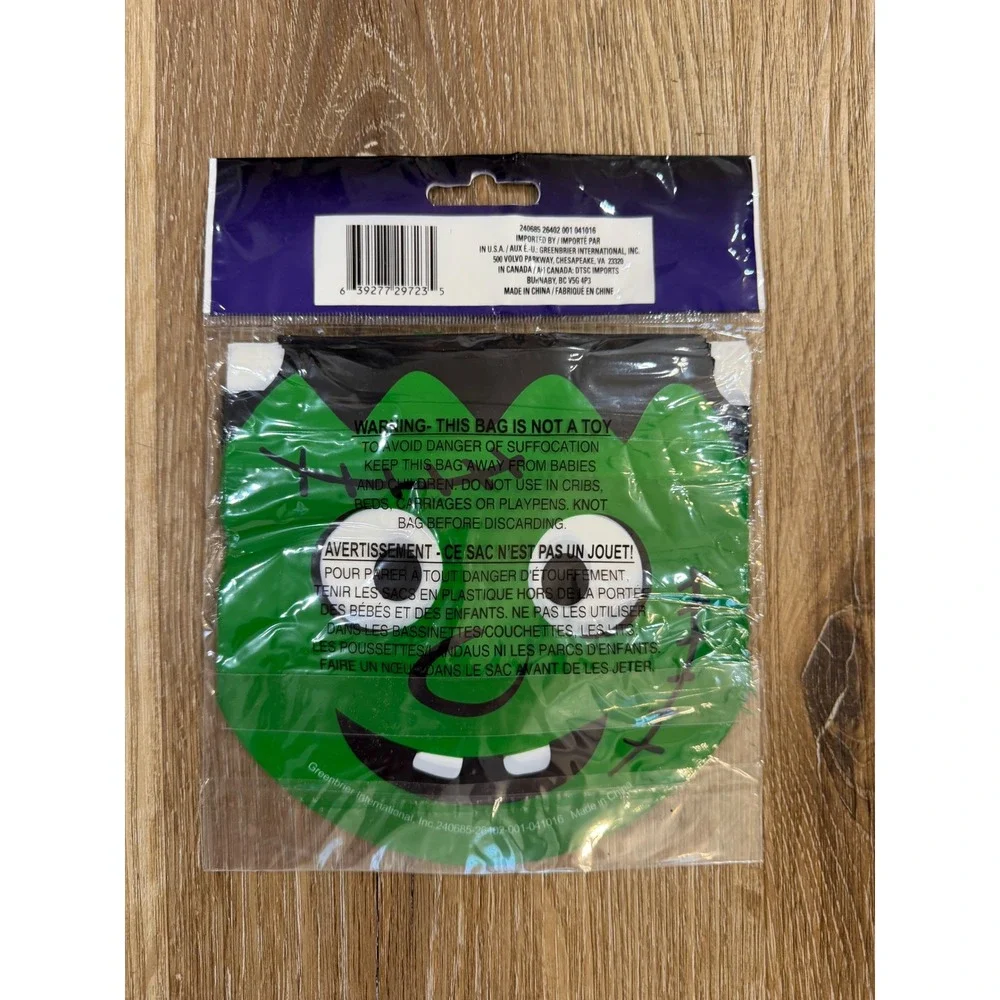 Greenbrier Goth Frankenstein Drawstring Candy Bags 18CT Green Spooky Favor Pack